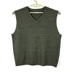 Nordstrom Men's Sweater Vest Green v-neck XXL Merino Wool preppy old money